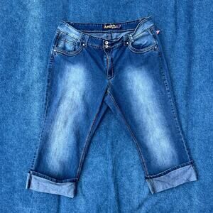 y2k Angels denim cuffed capris